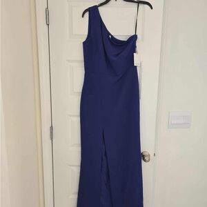 Chic One-Shoulder Blue Dress